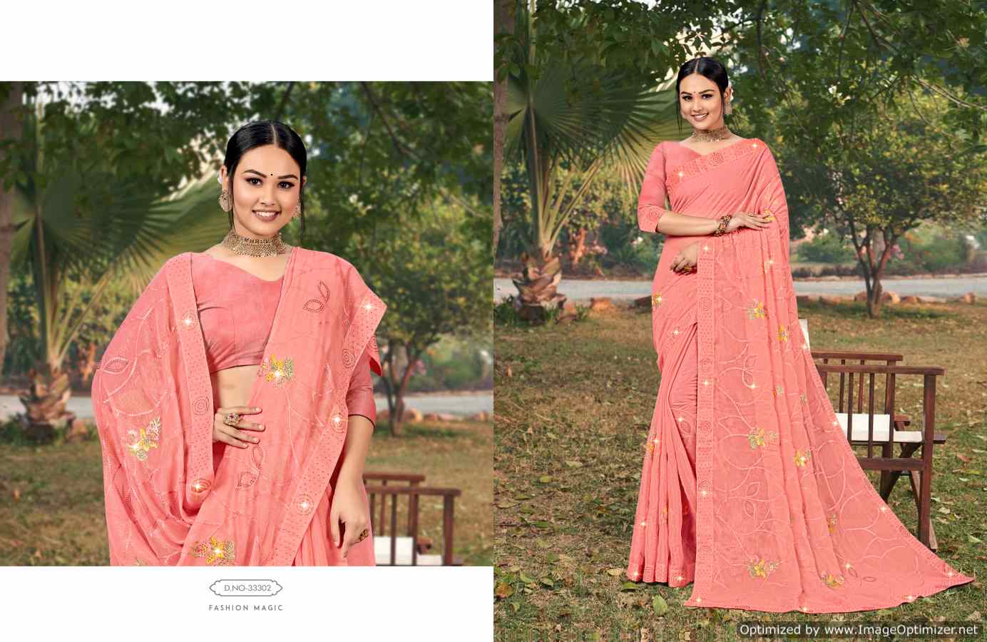 Saroj Advika 4 Fancy Simar Festive Wear Wholesale Chiffon Saree Catalog
